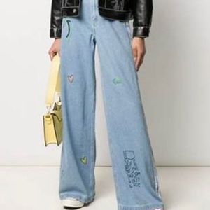 NWOT Adidas x Fiorucci Wide Leg Tear-Away Jeans